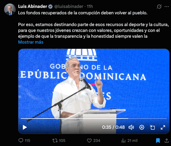 Qué bueno que fondos que tienen ese origen se utilicen en el deporte, para que los jóvenes aprendan a cuidar lo público y a valorar la transparencia”, expresó el presidente durante su intervención.
