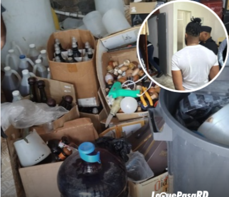 Arrestan hombre en SDO y decomisan gran cantidad de alcohol adulterado