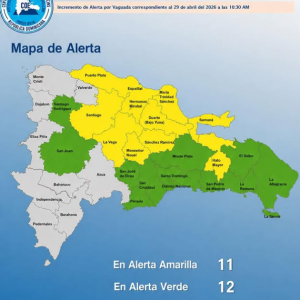 COE Emite Alertas en 11 Provincias por Tormentas y Aguaceros Fuertes