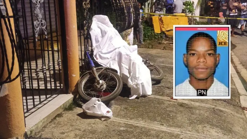 Escena del crimen donde fue ultimado Adonis Bello Perez El Malo o Malandro, en Santo Domingo Este.